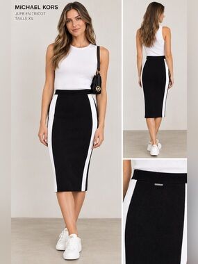 MICHAEL Michael Kors Black and White Pencil Skirt